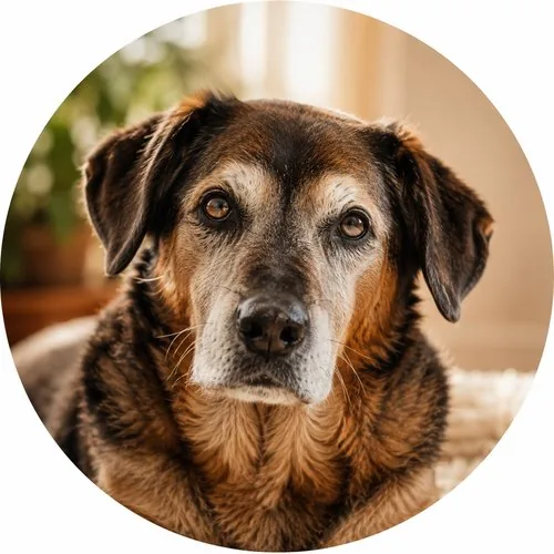 Retrato cariñoso de un perro senior